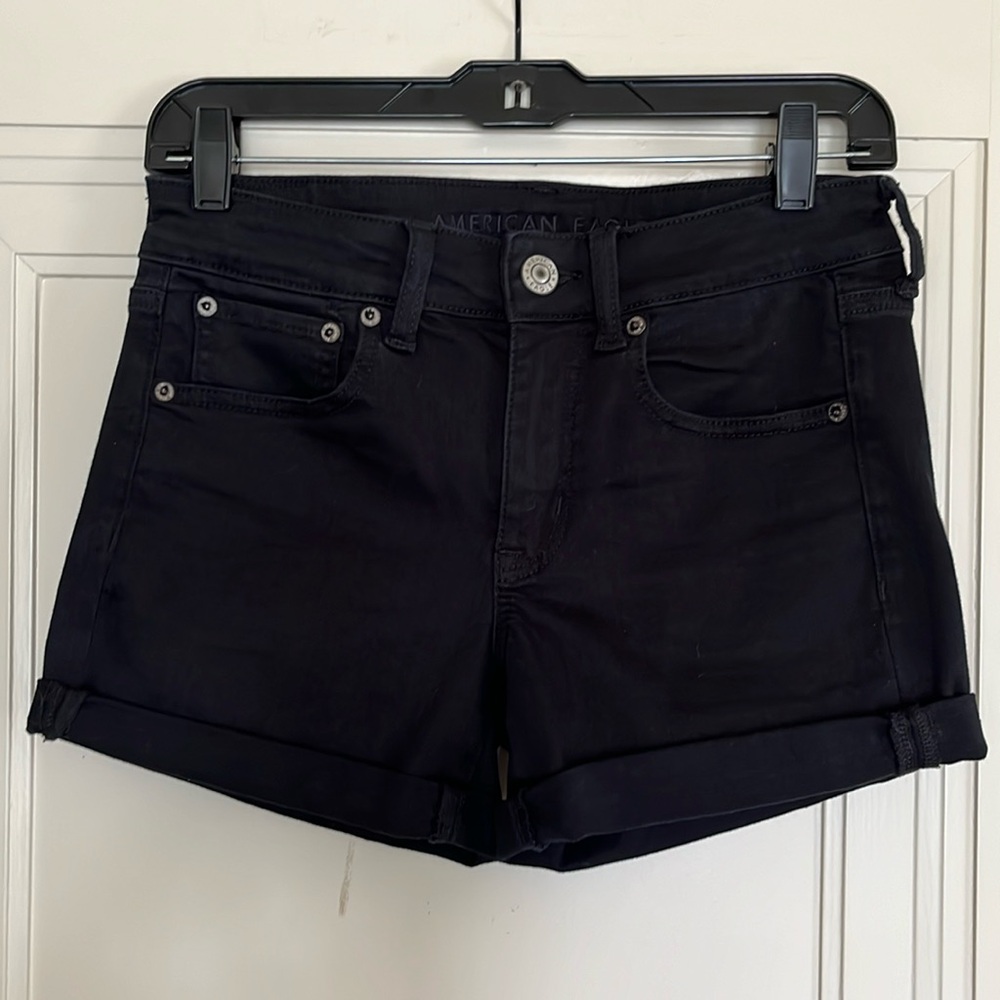 AEO NE(X)T Level Stretch Jean Shorts Black Size 4